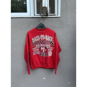 Vintage San Francisco 49ers Back To Back Champions Crewneck Size L Red